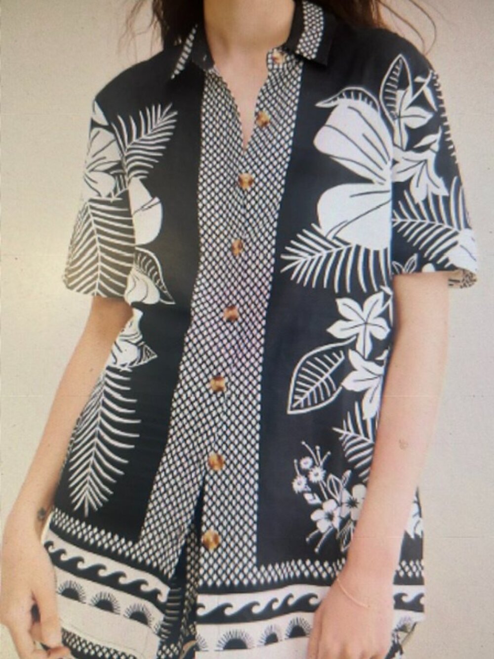 Anthropologie x FARM Rio Macaw Elegance Bold Floral Tropical Button Down Shirt